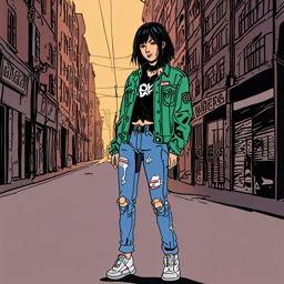 Mikasa_Ackerman_wears_a_black_tee_ripped_jeans_and_neon_green_Adidas_x_Yeezy_kicks_3_small.png