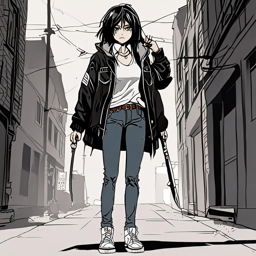 Mikasa_wears_a_plaid_jacket_and_denim_jeans_with_Vans_sneakers_3_small.png