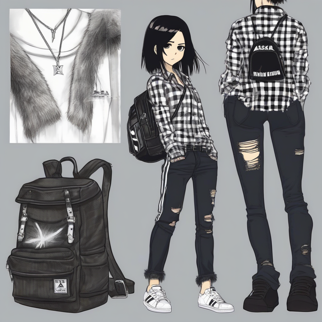 Mikasa_wears_a_plaid_shirt_distressed_jeans_and_Adidas_sneakers_4.png