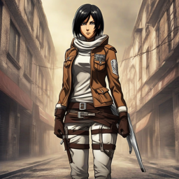 Mikasa_wears_streetwear:_black_tee_denim_jacket_plaid_pants_and_Vans_sneakers_2_small.png