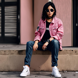 Mikasa_wears_streetwear:_black_tee_denim_jacket_plaid_pants_and_Vans_sneakers_3_small.png