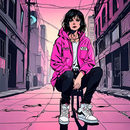 Mikasa_wears_a_black_and_neon_pink_windbreaker_and_distressed_denim_jeans_3_small.png