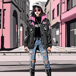Mikasa_wears_a_black_and_white_graphic_t-shirt_distressed_jeans_and_combat_boots_3_small.png