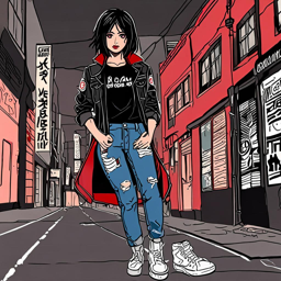 Mikasa_wears_a_black_graphic_t-shirt_denim_jeans_and_Vans_sneakers_3_small.png