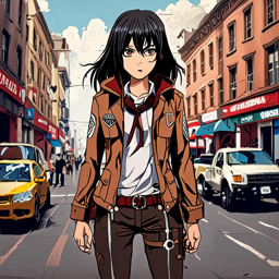 Mikasa_Ackerman_wears_a_black_and_white_striped_shirt_denim_jeans_and_a_leather_jacket_1_small.png