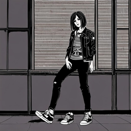 Mikasa_Ackerman_wears_a_black_and_white_striped_shirt_denim_jeans_and_a_leather_jacket_3_small.png