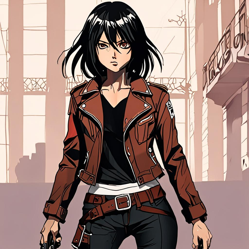 Mikasa_Ackerman_wears_a_leather_biker_jacket_and_plaid_skirt_1.png