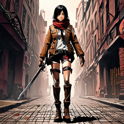 Mikasa_wears_a_black_graphic_t-shirt_denim_skirt_and_Vans_sneakers_1_small.png