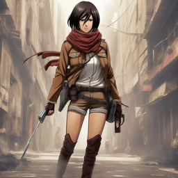Mikasa_wears_a_black_graphic_t-shirt_denim_skirt_and_Vans_sneakers_2_small.png