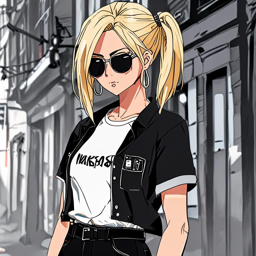 Mikasa_wears_a_black_graphic_t-shirt_denim_skirt_and_Vans_sneakers_3_small.png