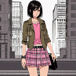 Mikasa_wears_a_plaid_skirt_Vans_sneakers_and_a_pastel_pink_jacket_3_small.png