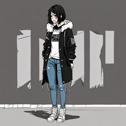 Mikasa_wears_a_streetwear_outfit_with_a_graphic_t-shirt_denim_jeans_and_Vans_sneakers_3_small.png