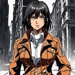 Mikasa_Ackerman_wears_a_black_leather_jacket_plaid_skirt_and_band_tee_1_small.png