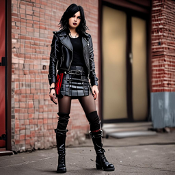 Mikasa_Ackerman_wears_a_black_leather_jacket_plaid_skirt_and_band_tee_3_small.png