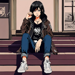 Mikasa_wears_a_black_graphic_tee_ripped_jeans_and_Vans_sneakers_3_small.png