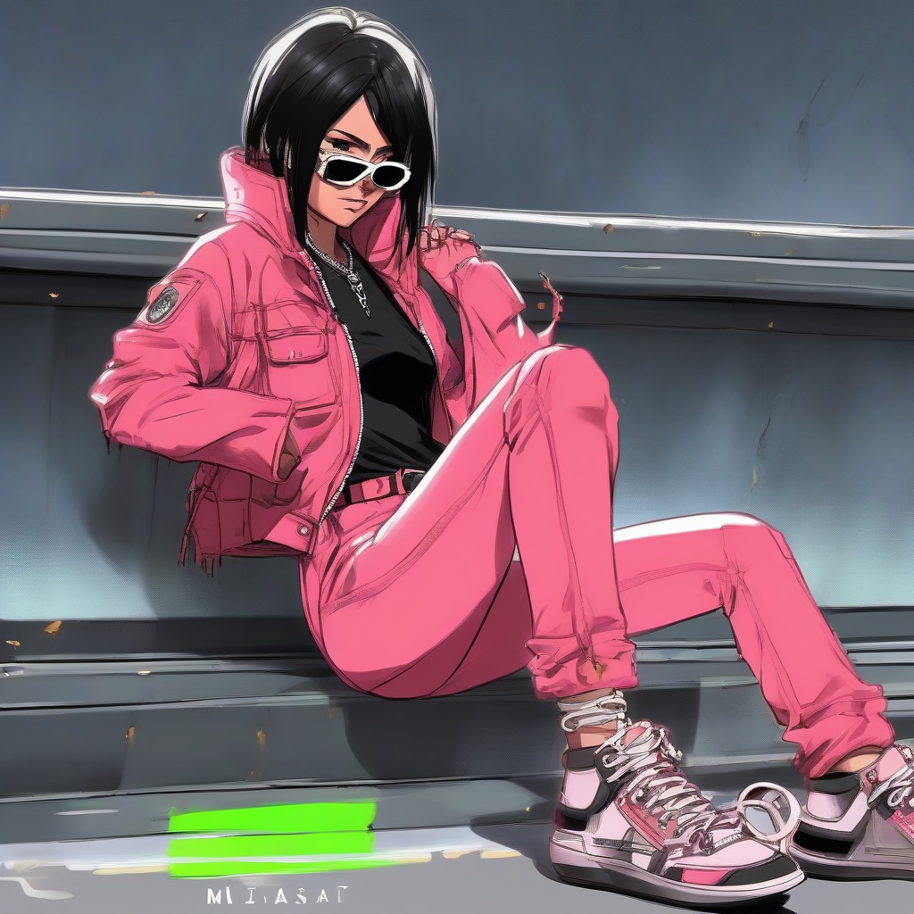 Mikasa_wears_a_neon_coral_jumpsuit_4.png